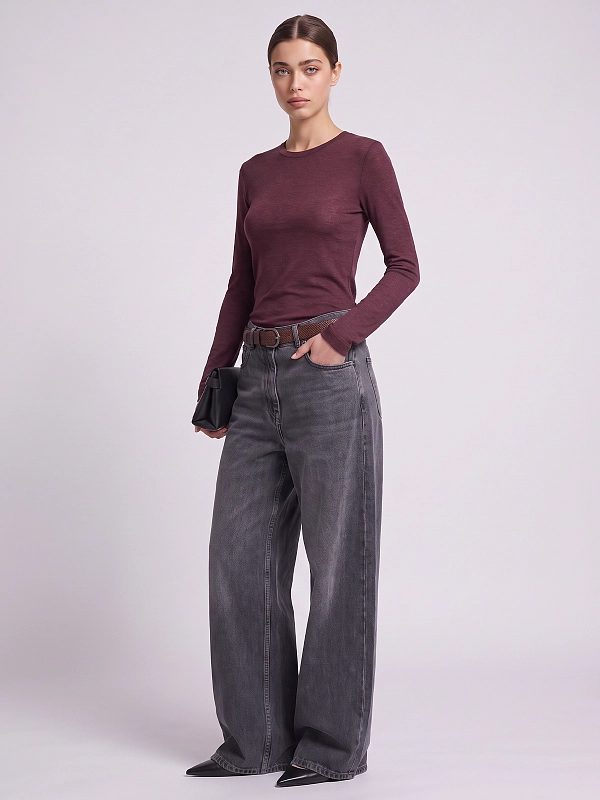 лонгслив Brunello Cucinelli MA998B1V00 цвет бордовый