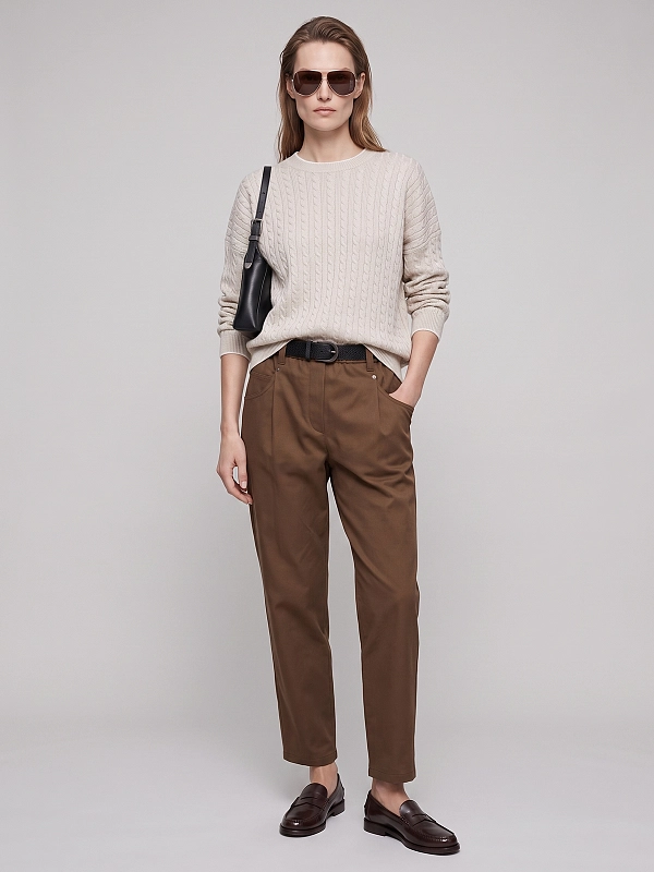 брюки Brunello Cucinelli MP126P8417 цвет коричневый
