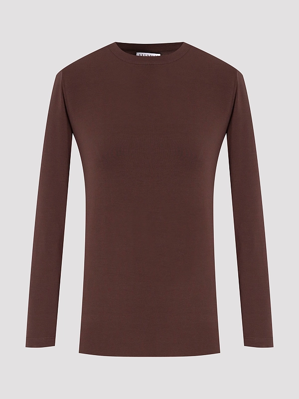 лонгслив Brunello Cucinelli MPT18B0107 цвет темно-коричневый