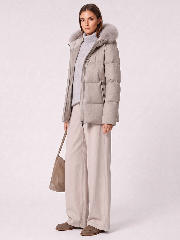 пуховик короткий Hetrego 8R744F цвет серо-коричневый
