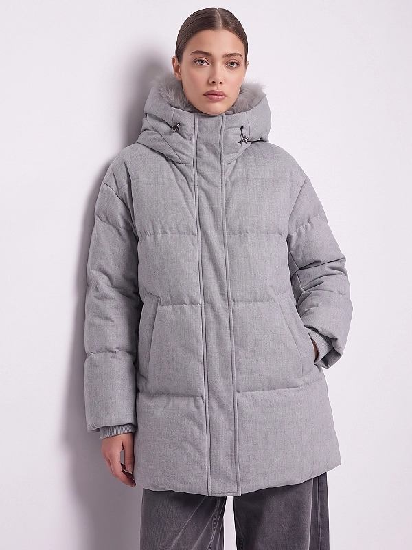 пуховик короткий Hetrego 8R753F цвет жемчужный