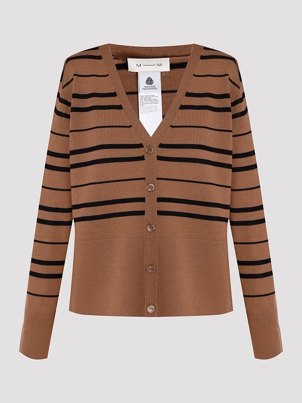 кардиган Max Mara MMLCANDITI цвет кэмэл полоска