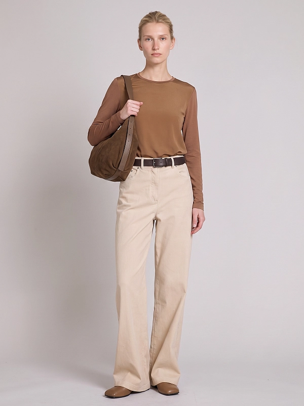 лонгслив Max Mara MMLFOLK цвет коричневый