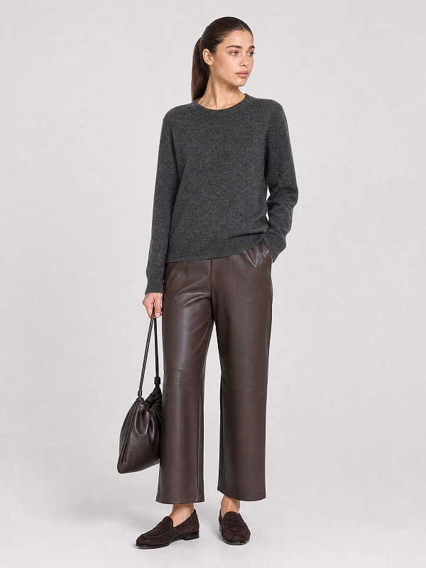 брюки эко Max Mara MMLODE цвет темно-коричневый