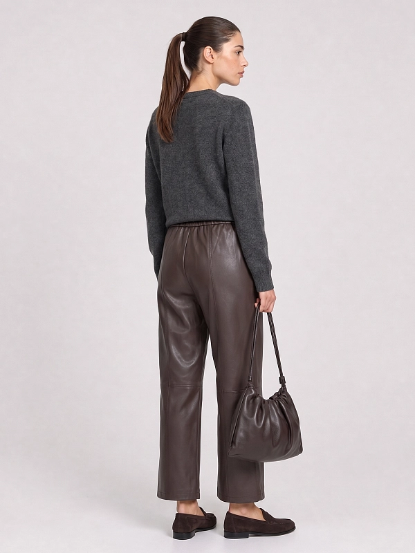 брюки эко Max Mara MMLODE цвет темно-коричневый