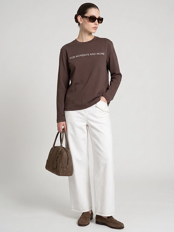 лонгслив Max Mara MMLPINZA цвет темно-коричневый
