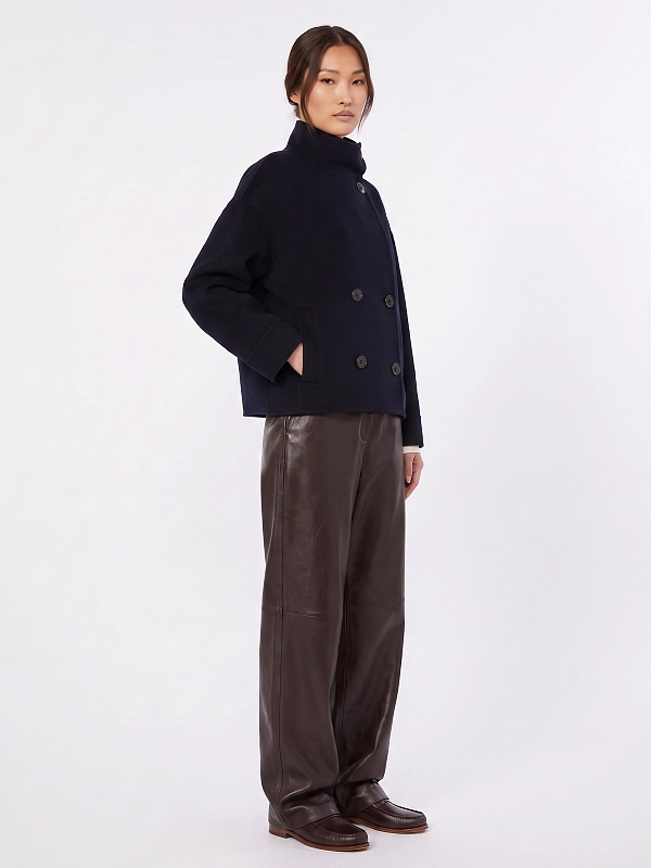 брюки кожаные Max Mara MSTLEGNO цвет коричневый