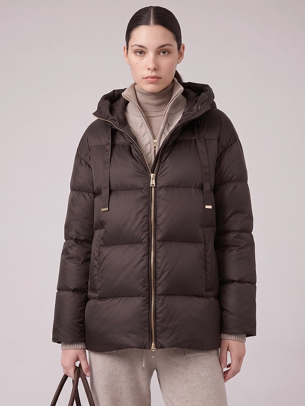 пуховик короткий Max Mara MTCNERINE цвет темно-коричневый