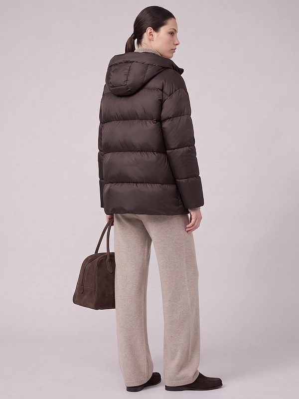 пуховик короткий Max Mara MTCNERINE цвет темно-коричневый