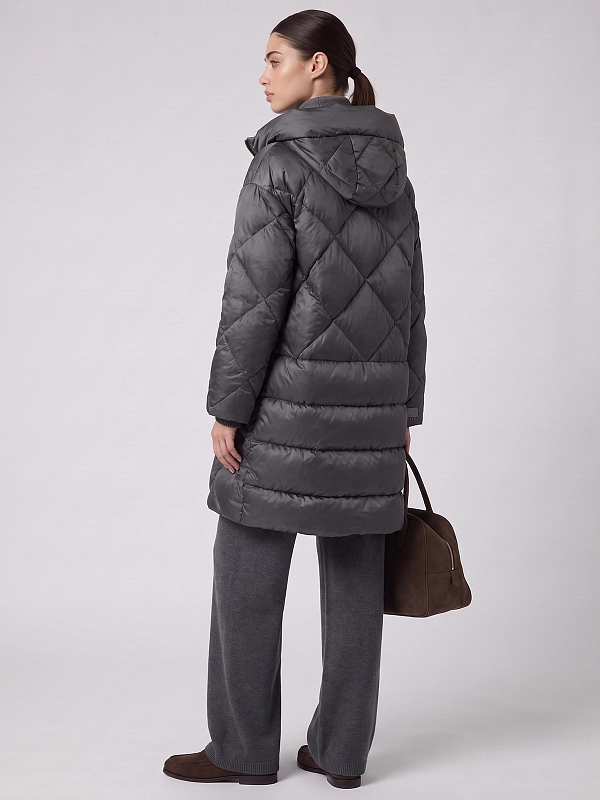 пуховик средний Max Mara MTCTREFE цвет серый