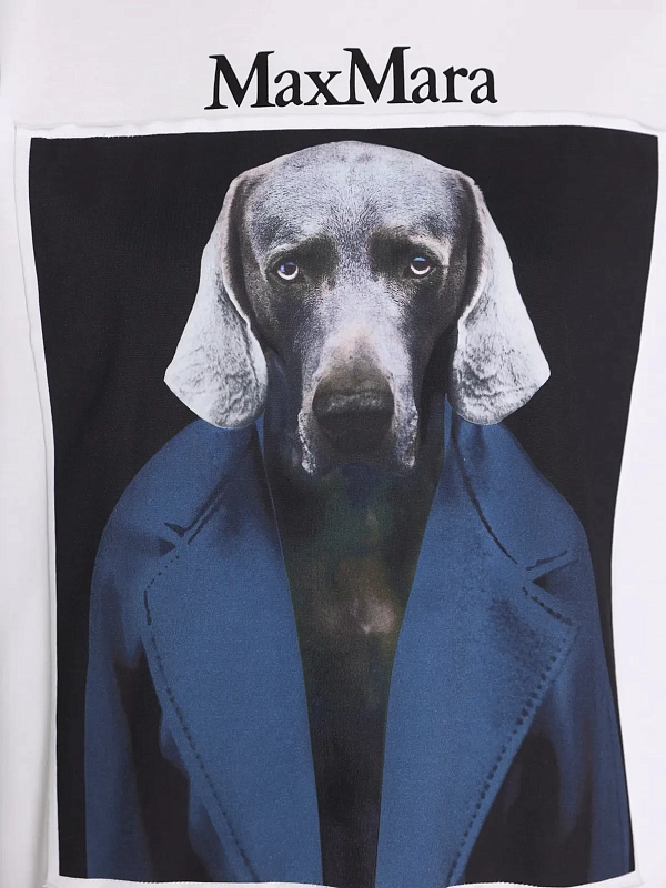 футболка Max Mara MXMCALCA цвет белый (рисунок синий)