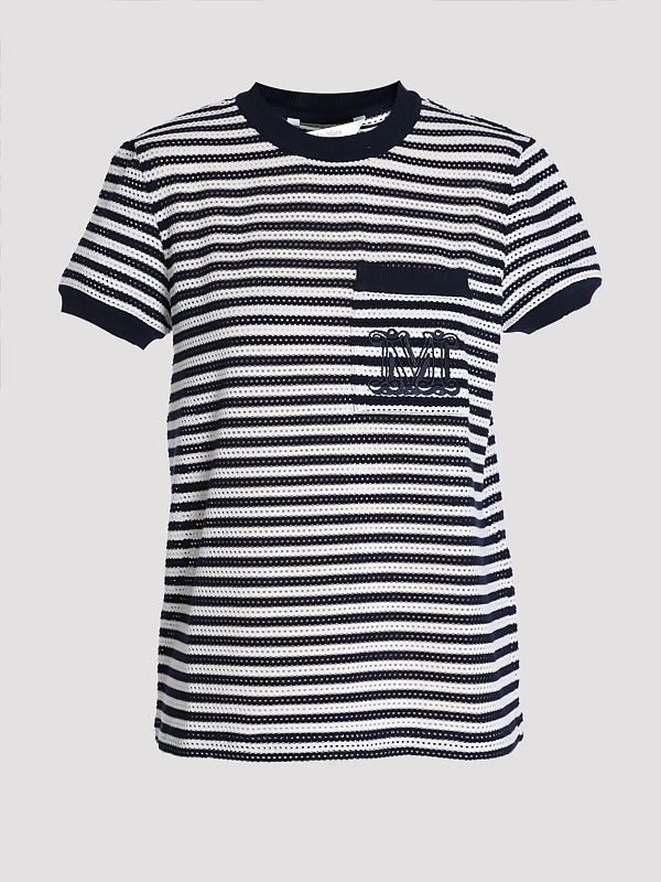 джемпер Max Mara MXMDRAGO цвет белый, синий, полоска