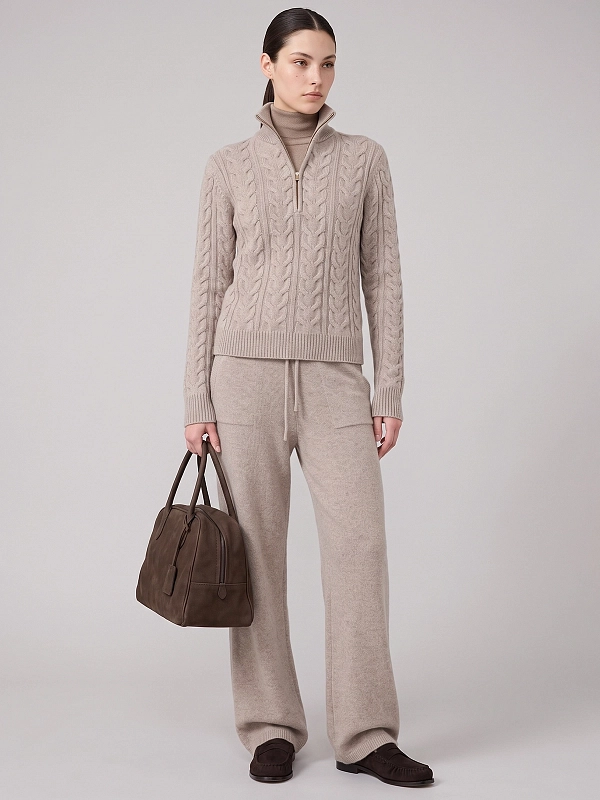 брюки трикотажные Max Mara MXMFIABE цвет бежевый