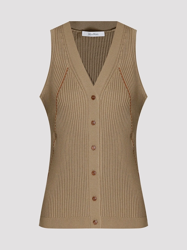 жилет трикотажный Max Mara MXMFIORIRE цвет хаки