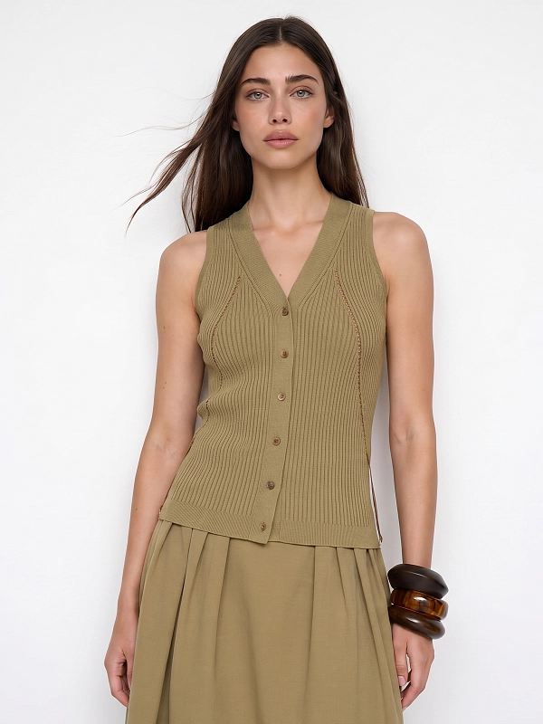 жилет трикотажный Max Mara MXMFIORIRE цвет хаки