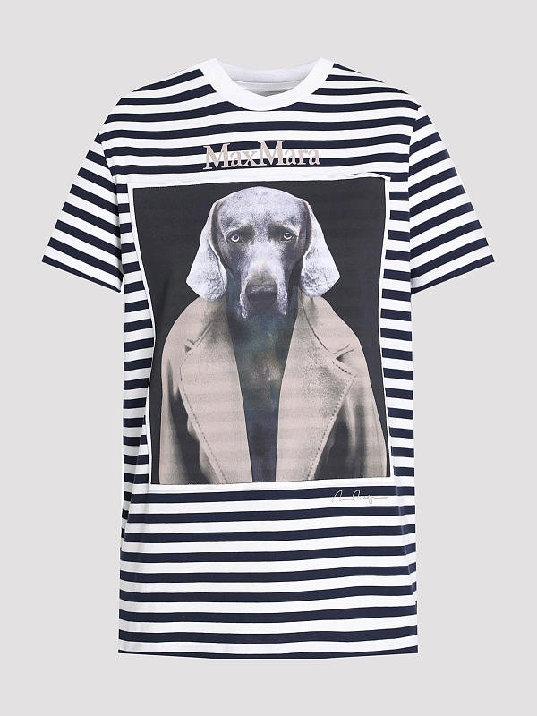 футболка Max Mara MXMZELANTE цвет белый, синий, полоска
