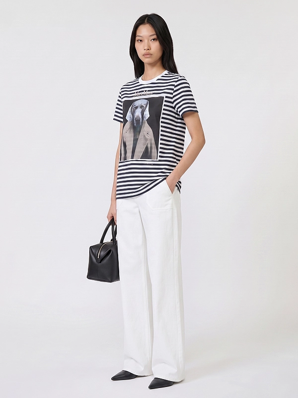 футболка Max Mara MXMZELANTE цвет белый, синий, полоска