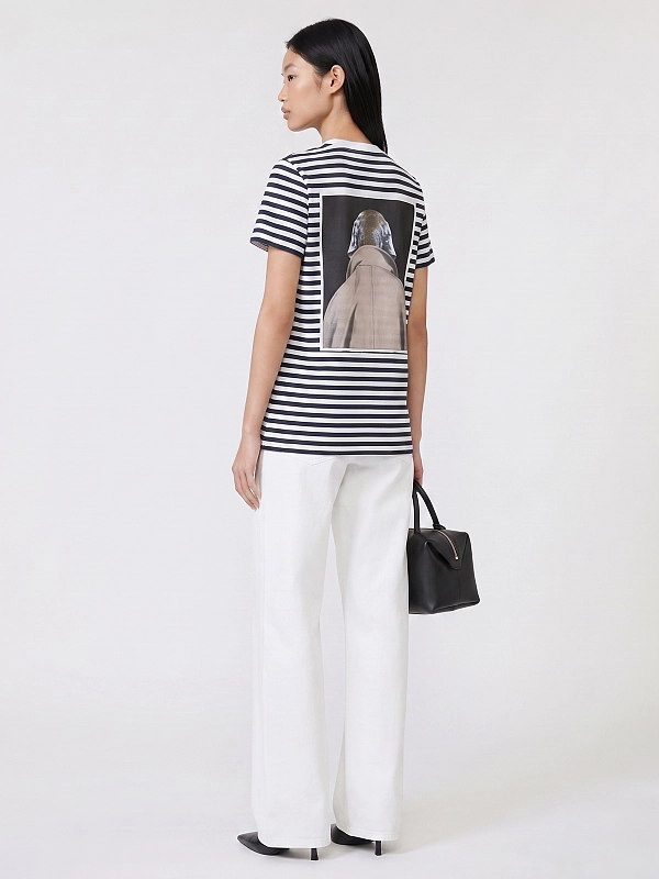 футболка Max Mara MXMZELANTE цвет белый, синий, полоска