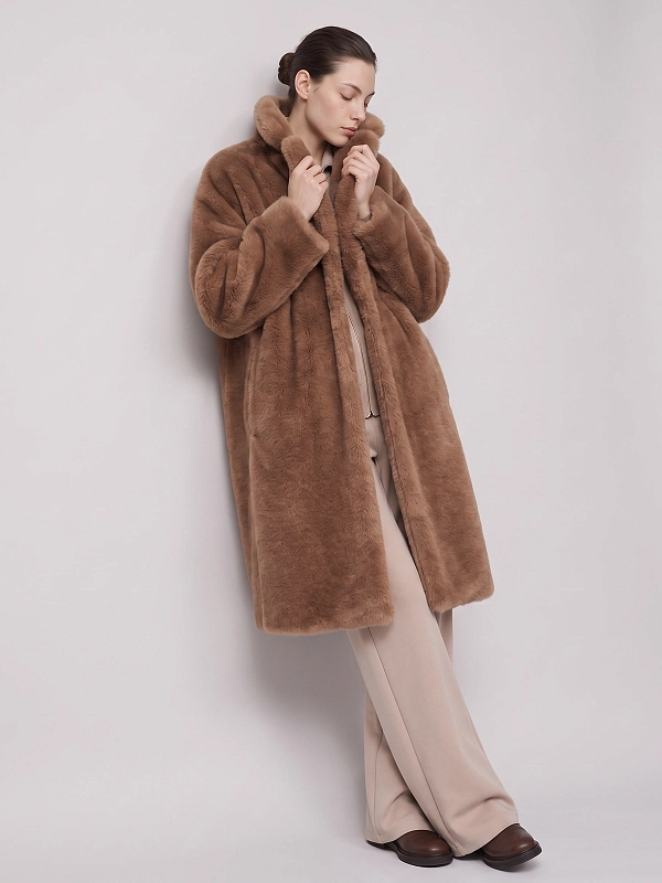 шуба эко Max Mara SMMMISS цвет бежевый