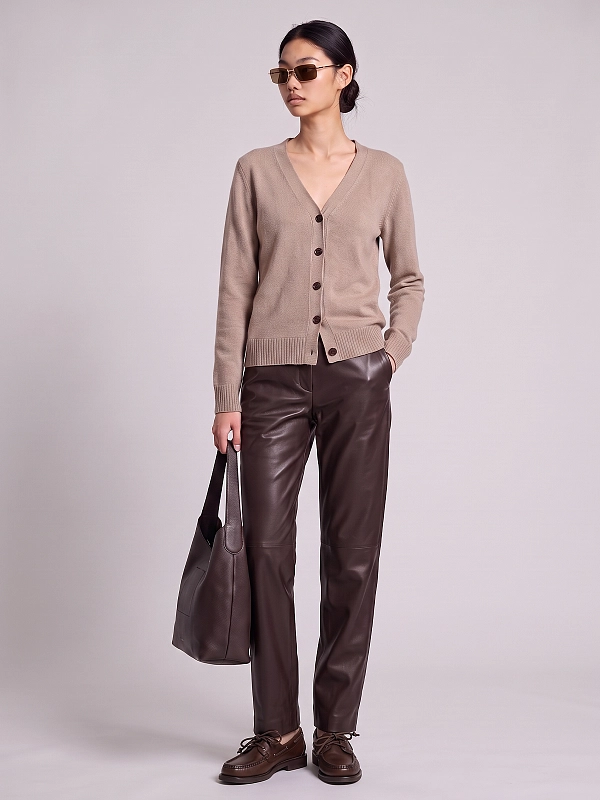 брюки эко Max Mara SMMSOSPIRO цвет коричневый