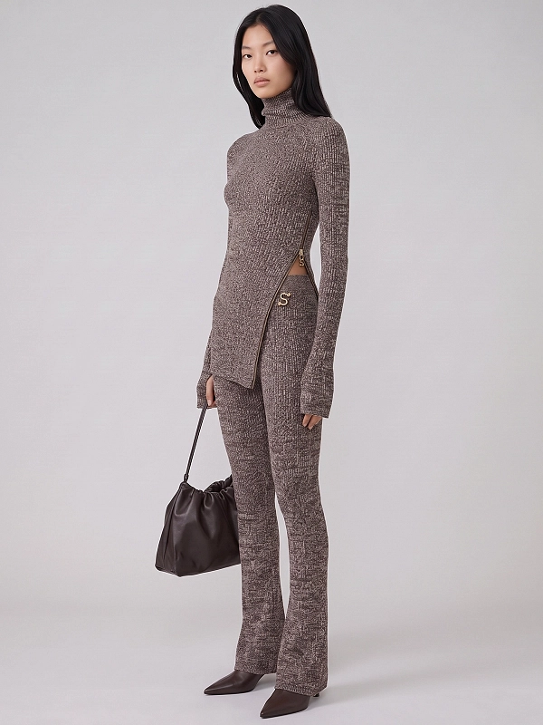 брюки трикотажные Max Mara SPXVELO цвет коричневый колор