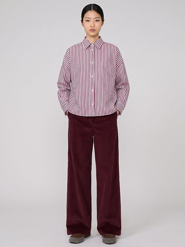 рубашка Max Mara Weekend WKDOVATTA цвет белый, бордовый полоска