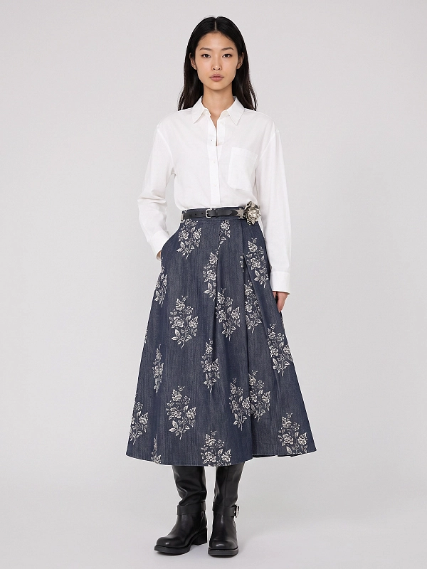 юбка Max Mara Weekend WKDSTRUZZO цвет темно-синий рисунок