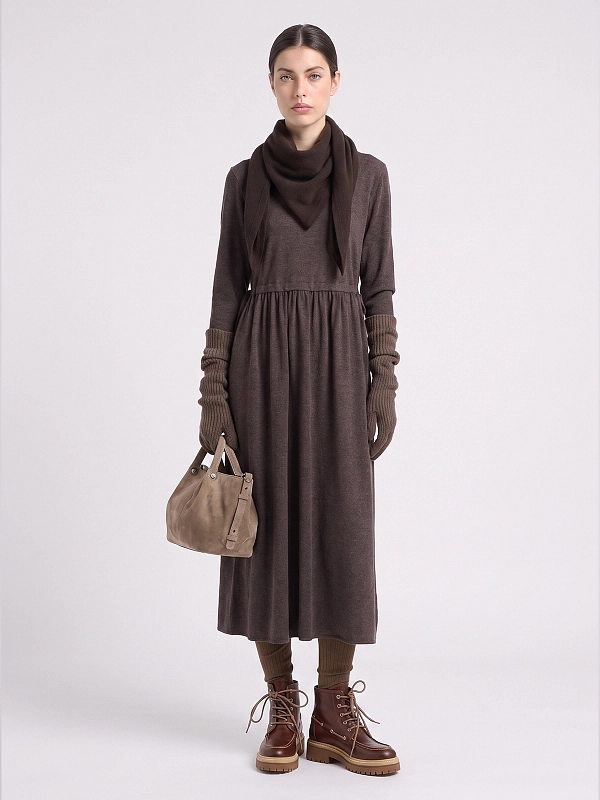 платье трикотажное Max Mara Weekend WKDVETTURA цвет коричневый