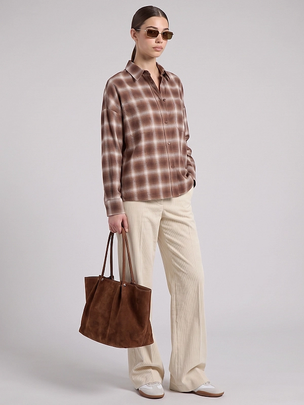 рубашка Max Mara Weekend WKSFIORITO цвет коричневый клетка