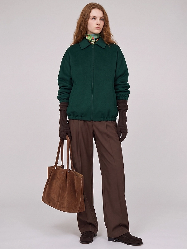 пальто короткое Max Mara Weekend WKSGOLF цвет темно-зеленый